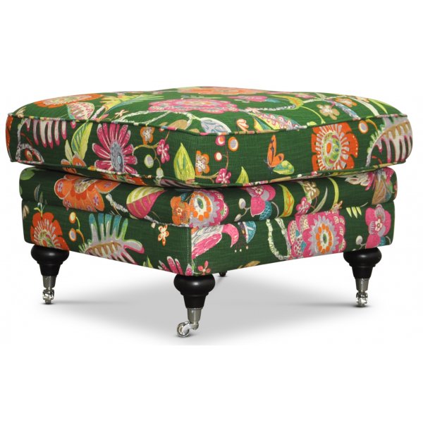 Savoy fotskammel med blomstret stoff - Havanna Grønn Savoy fotskammel med blomstret stoff - Havanna Grønn