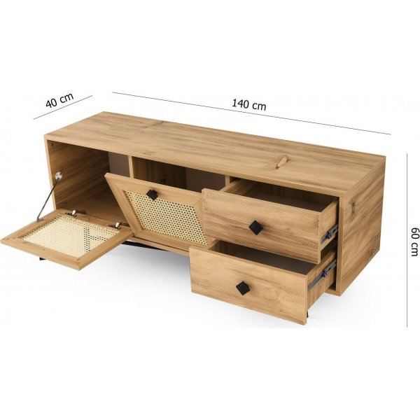 Happy mediebenk 140 cm - Eik/svart