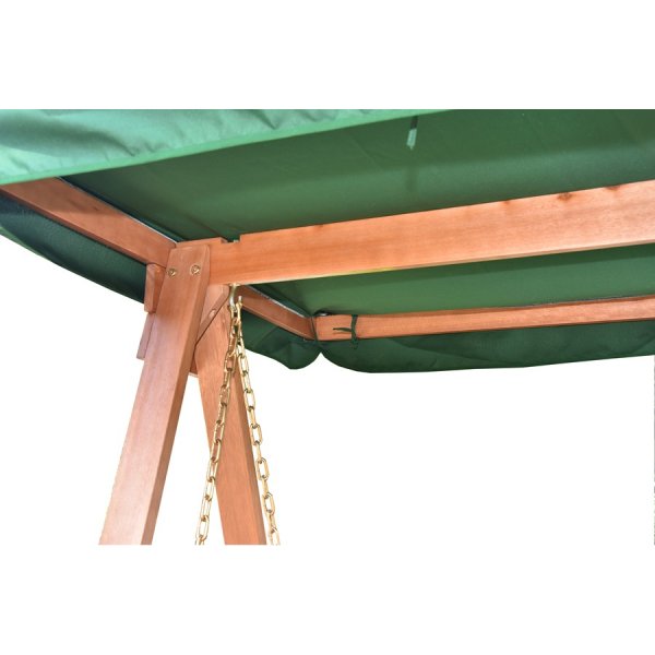 Sammenleggbar hengekøye i tre med grønt tak Sammenleggbar hengekøye i tre med grønt tak