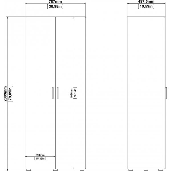 Pepe garderobe med 2 dører - Eik/hvit Pepe garderobe med 2 dører - Eik/hvit