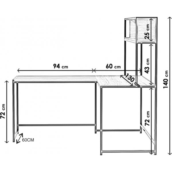 Limey skrivebord 154 x 130 cm - Valntt