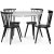 Sandhamn spisegruppe; rundt spisebord med 4 svarte Castor spisestoler + 3.00 x Mbelftter