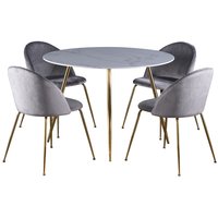 Deco spisegruppe 110 cm rundt bord + 4 stk Art stoler grå fløyel / Messing Deco spisegruppe 110 cm rundt bord + 4 stk Art stoler grå fløyel / Messing
