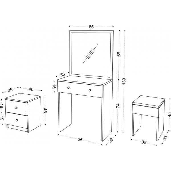 Nice sminkebord - Hvit