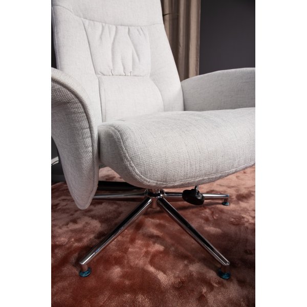 Julius recliner lenestol med fotskammel - Grå stoff Julius recliner lenestol med fotskammel - Grå stoff