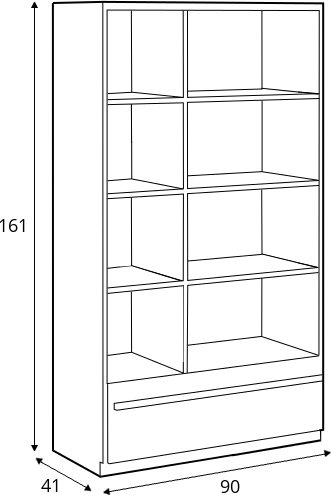 Plano bokhylle - Nash eik/gr