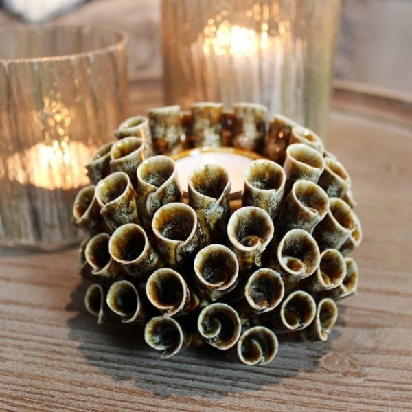 Shelly lyslykt 12 x 12 x 7 cm - Brun