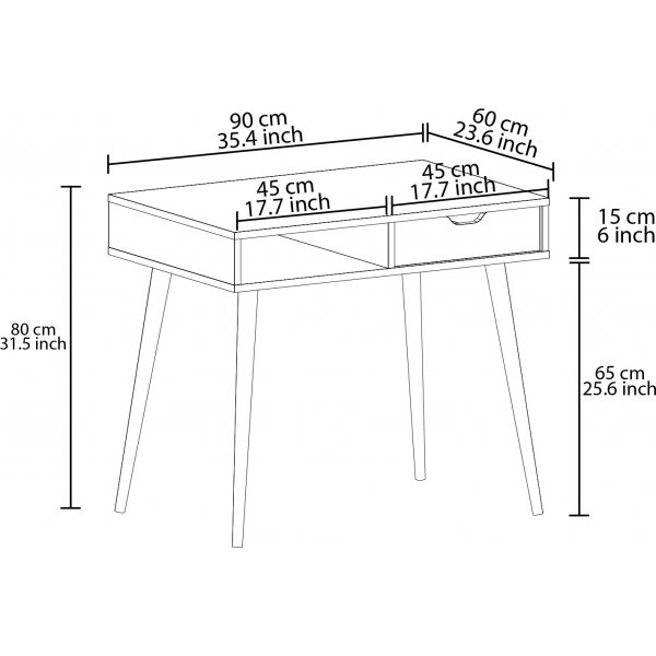 Oferta skrivebord 90 x 60 cm - Eik/tre Oferta skrivebord 90 x 60 cm - Eik/tre