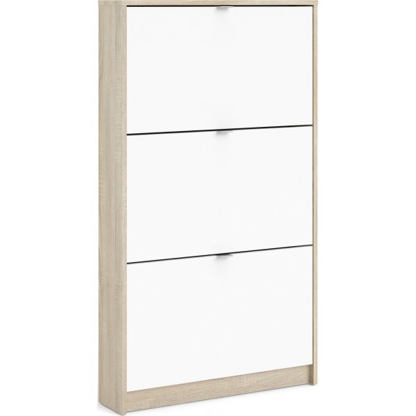 Sko skoskap med 3 rom - Eik/hvit