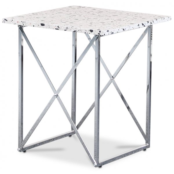 Terrazzo sidebord 50x50 cm - Terrazzo Cosmos & underdel palladium i krom