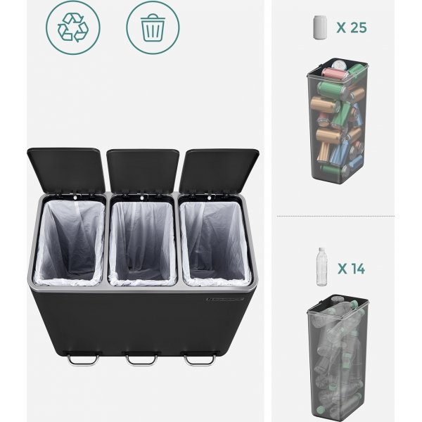 Daloa avfallsbeholder 54 l - Sort