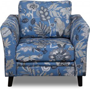 Eker lenestol i blomsterstoff - Eden Parrot Blue