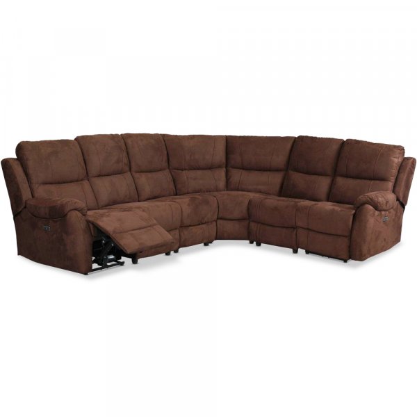 Enjoy recliner hjrnesofa - 5-seter (elektrisk) i brunt mikrofiberstoff