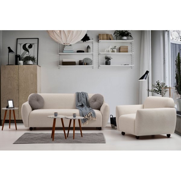 Eddy 3-seters sofa - Krem