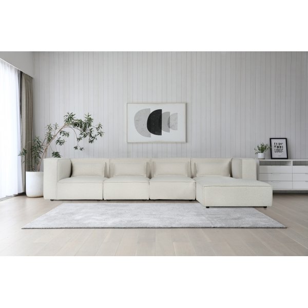 Nees modulsofa i hvit boucl - combo 1