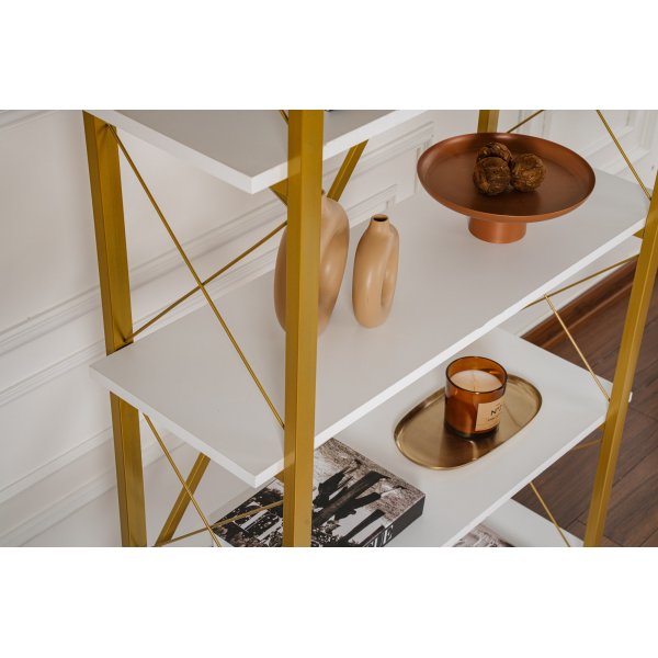 Elysian bokhylle - Hvit/gull Elysian bokhylle - Hvit/gull