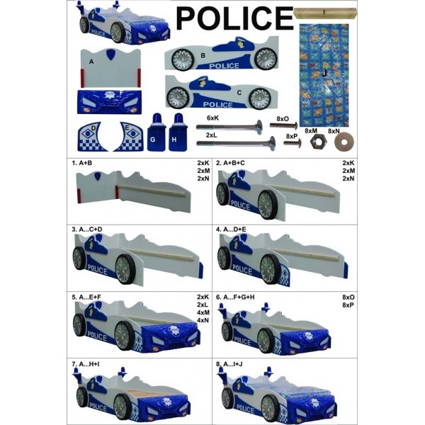 Politi barneseng - 90x200 cm