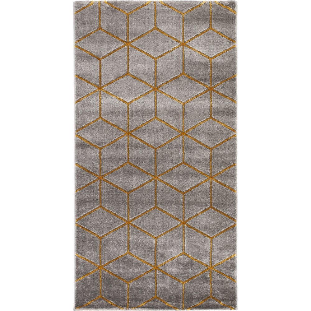 Diamond Cube Antrasitt/Gull - 80x300 cm - Maskinvevde tepper, Tepper