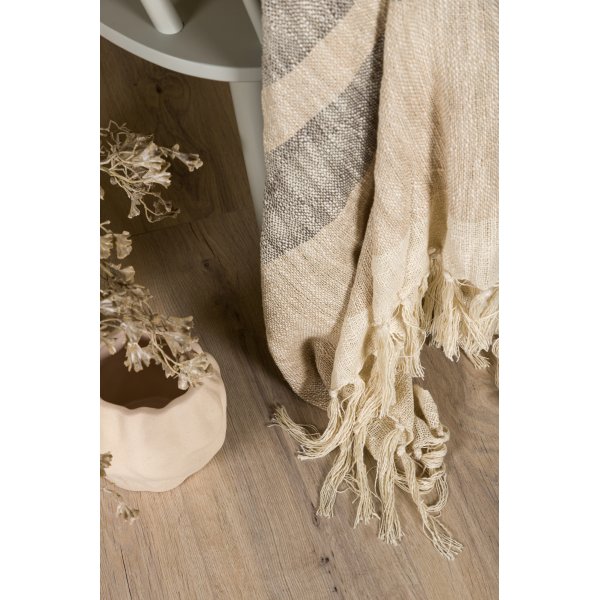 Bondi pledd, 130x170 cm - Beige/mrkegrnn/hvit