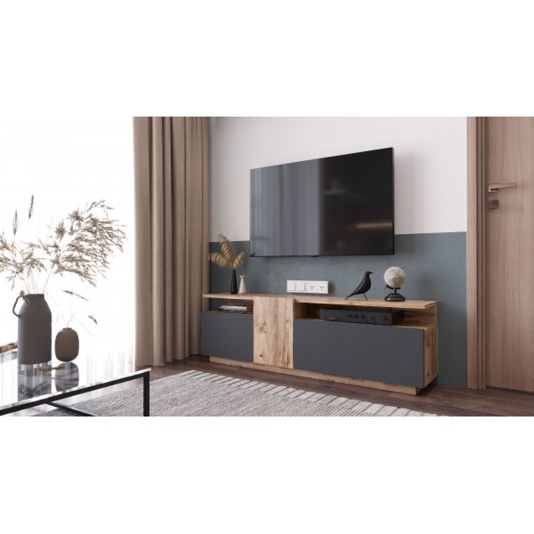 Future mediebenk 6 - Furu/antrasitt Future mediebenk 6 - Furu/antrasitt