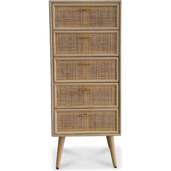 React kommode med 5 skuffer - Rotting / Messing