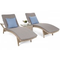 Solstol Marbella med bord - Beige/beige melert Solstol Marbella med bord - Beige/beige melert