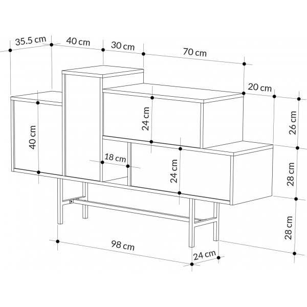 Hermes skjenk - Tre/sort marmor