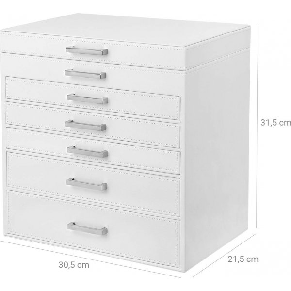 Fasettert smykkeskrin - Hvit Fasettert smykkeskrin - Hvit