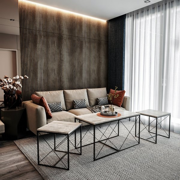 Ravina salongbord 45/100 x 45/50 cm - Lys grå/svart Ravina salongbord 45/100 x 45/50 cm - Lys grå/svart