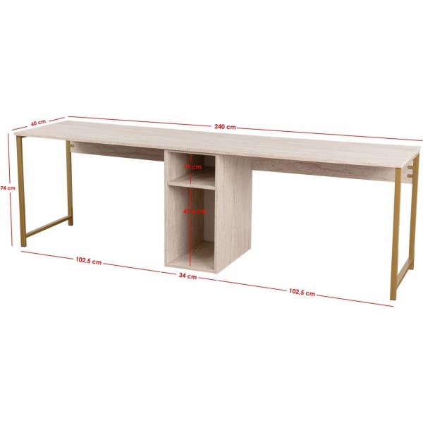 Twin skrivebord - Travertin/gull Twin skrivebord - Travertin/gull