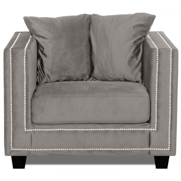 Temple Double Deco lenestol - Gr beige / slv nagler