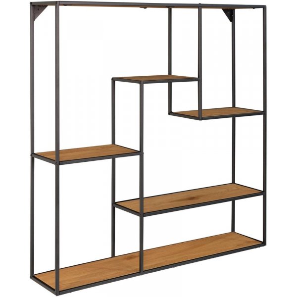 Hvit vegghylle - svart / eik imitasjon - 85x85x18 Hvit vegghylle - svart / eik imitasjon - 85x85x18