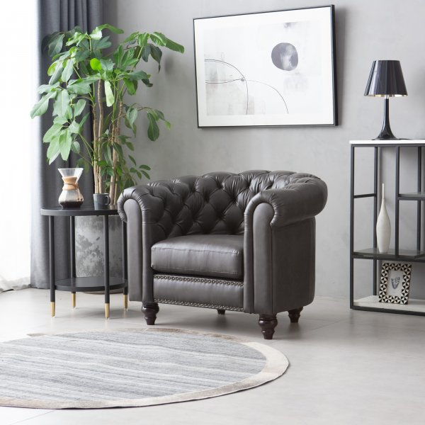 Chesterfield Royal lenestol - Black Chocolate (PU skinn) Chesterfield Royal lenestol - Black Chocolate (PU skinn)