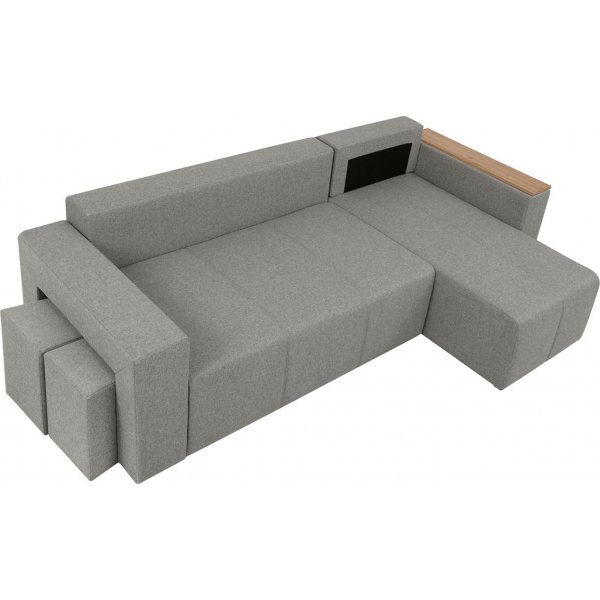 Denvo divan sovesofa med puffer - Grå Denvo divan sovesofa med puffer - Grå