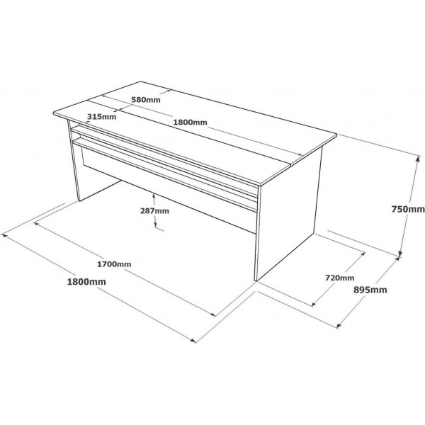 Vista skrivebord - Brun/betong/antrasitt