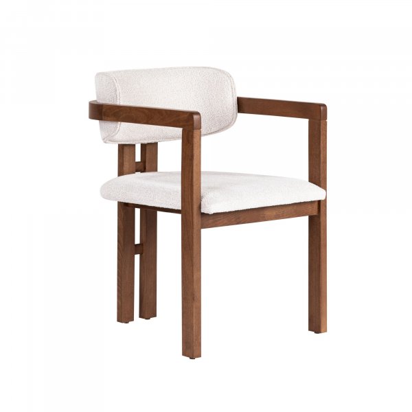 Lenestol Torpin i hvit chenille og valnøtt Lenestol Torpin i hvit chenille og valnøtt