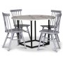 Sintorp spisegruppe, rundt spisebord 115 cm inkludert 4 stk. gr Orust pinnestoler - Hvit marmor (Laminat)