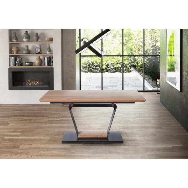 Amasten spisebord 160-220 cm - Eik/sort/eik