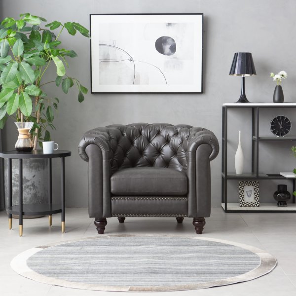 Chesterfield Royal lenestol - Black Chocolate (PU skinn) Chesterfield Royal lenestol - Black Chocolate (PU skinn)