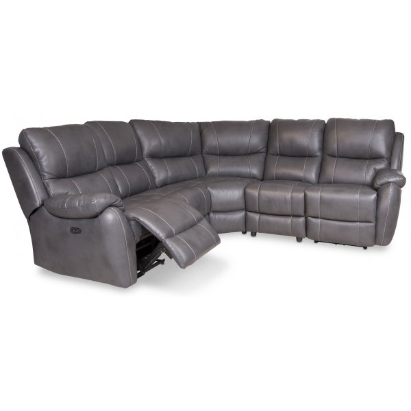 Enjoy recliner-hj�rnesofa - 4-seter (el) i gr�tt kunstskinn