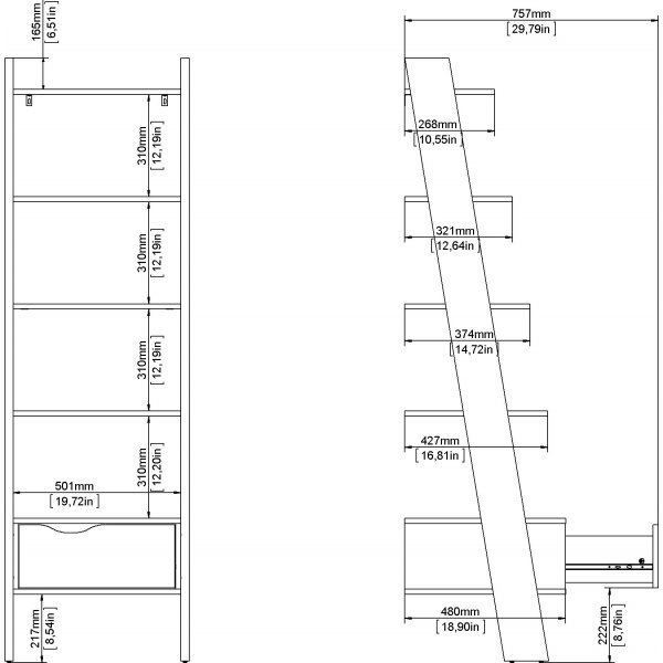 Oslo trinnhylle - Hvit/eik