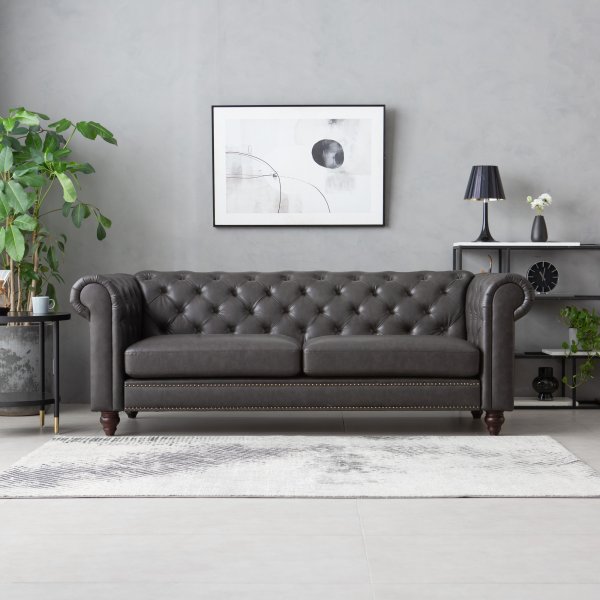Chesterfield Royal 3-seters sofa - Svart vintage (PU skinn) Chesterfield Royal 3-seters sofa - Svart vintage (PU skinn)