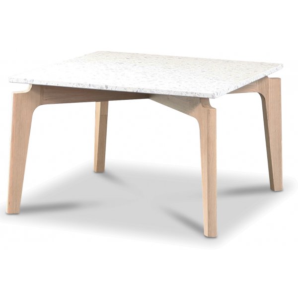 Terrazzo sofabord 75x75cm - Bianco Terrazzo & underdel hvitvasket eik