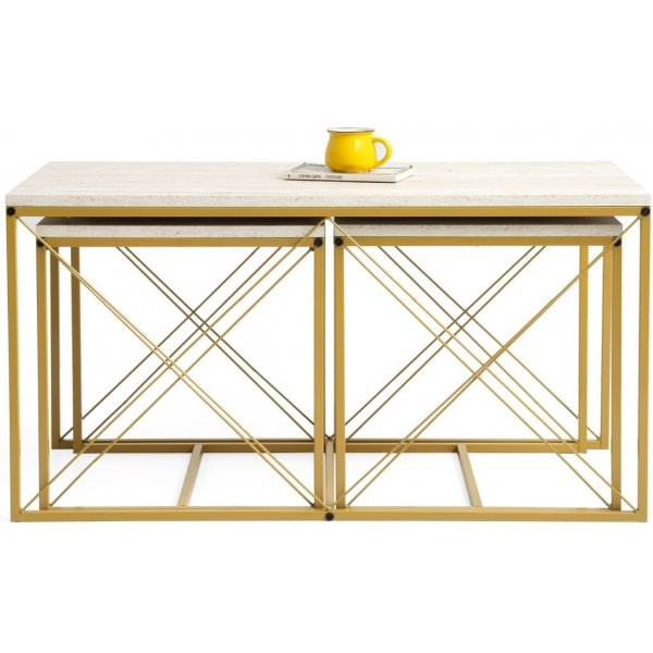 Settbord Defne i 3 deler - Gull/marmor Settbord Defne i 3 deler - Gull/marmor