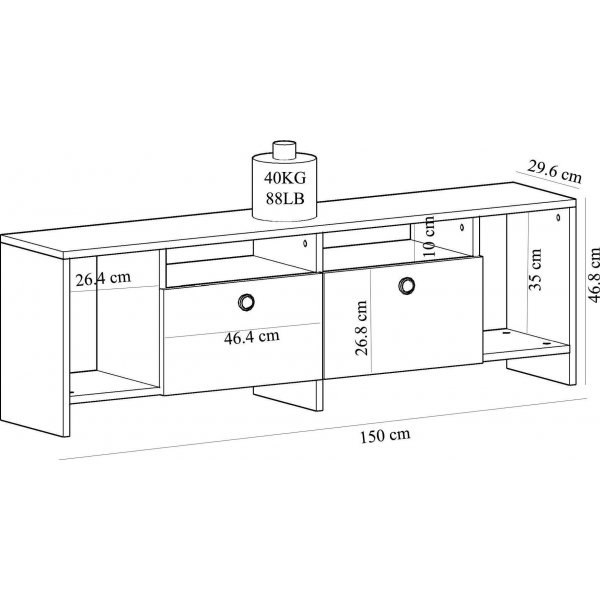 Monster mediebenk - Safir/eik/svart/hvit