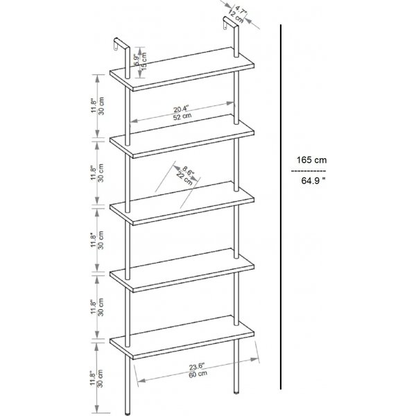 Teos bokhylle - Lys valn�tt/svart