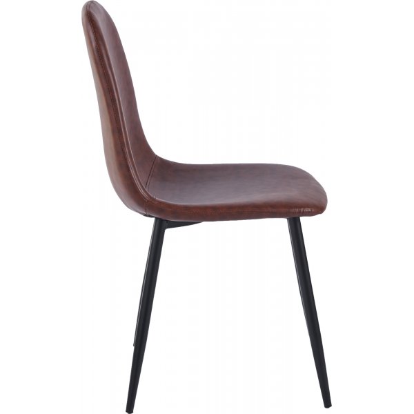 Stol i brunt PU med svarte ben - Bjurtr�sk