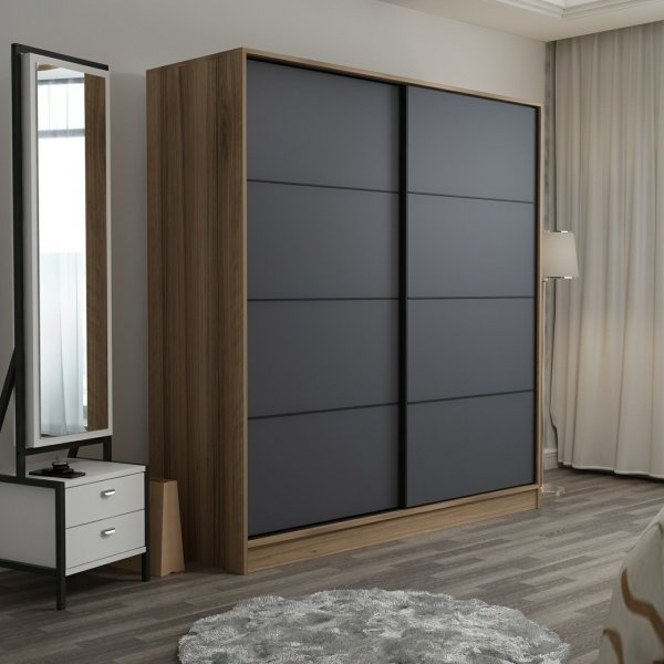 Kapusta garderobe 220x52x210 cm, variant A - Brun/antrasitt Kapusta garderobe 220x52x210 cm, variant A - Brun/antrasitt