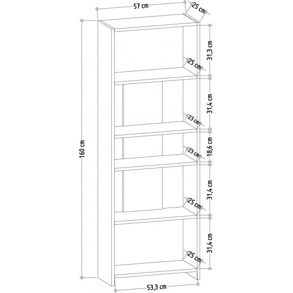 Dio bokhylle - Eik/hvit