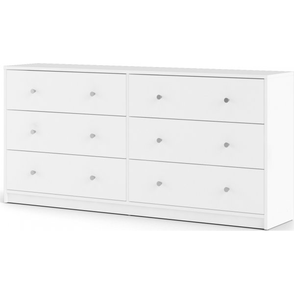 Kommode hvit med 6 skuffer 143 cm bred Kommode hvit med 6 skuffer 143 cm bred